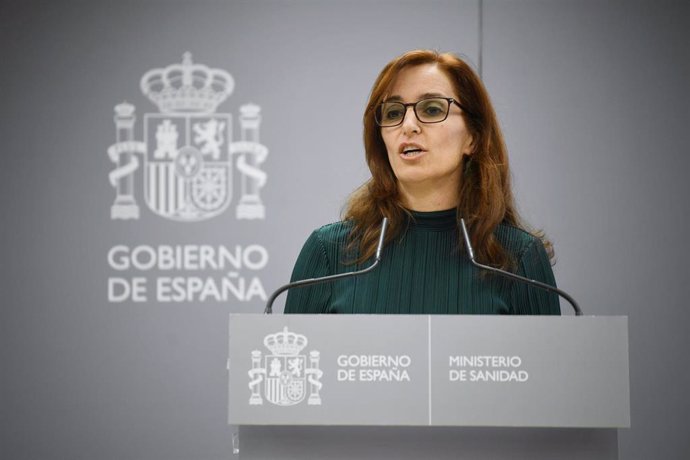 La ministra de Sanidad, Mónica García, durante una rueda de prensa, a 15 de enero de 2025, en Madrid.