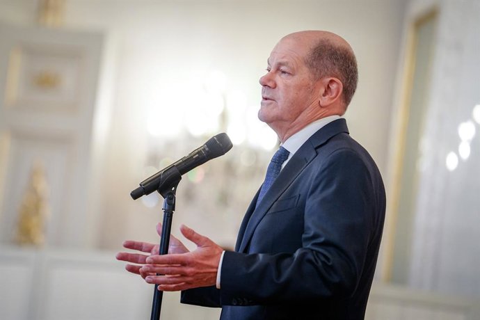 14 January 2025, Finland, Helsinki: German Chancellor Olaf Scholz speaks to media representatives at the NATO Baltic Sea Summit. The topic of the summit is security in the Baltic Sea region and measures to secure the critical underwater infrastructure. 