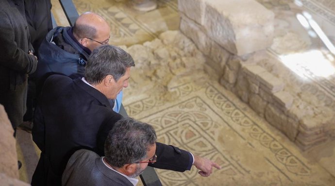 El delegado del Gobierno en Andalucía, Pedro Fernández, ha visitado la villa romana de Salar.