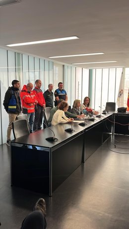Imagen de la rueda de prensa sobre el realojo de parte de los vecinos evacuados tras la explosión de gas en Noáin