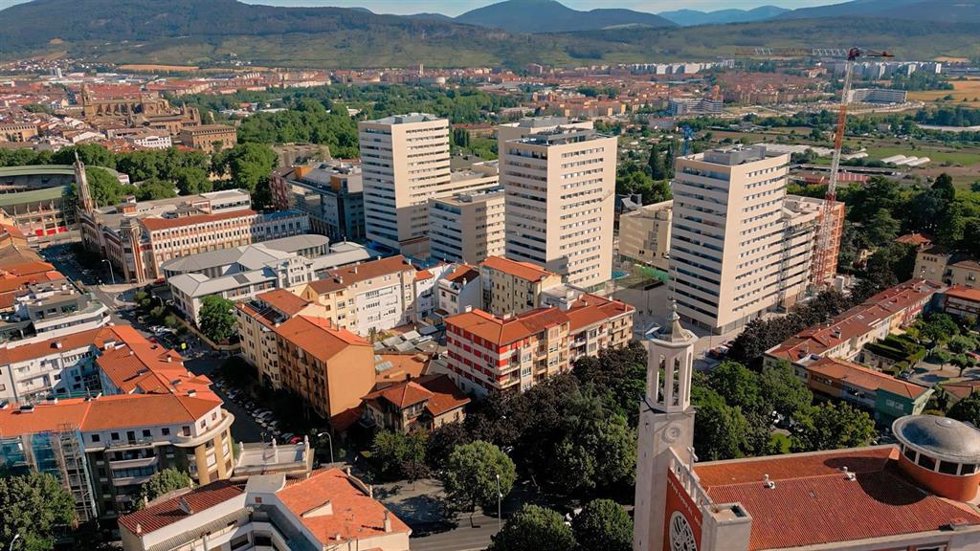 Foto aérea de la promoción Joris de AEDAS Homes en Salesianos, Pamplona