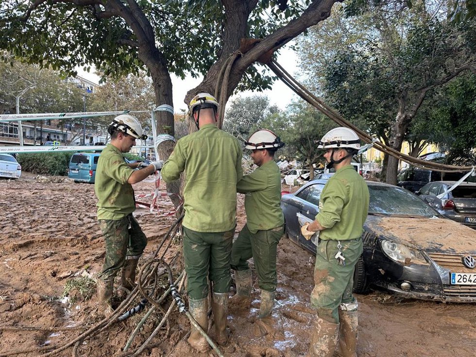 Personal de Iberdrola trabaja en reparaciones en la zona afectada por la dana
