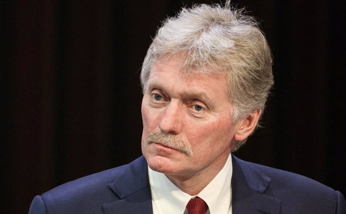 HANDOUT - 19 December 2024, Russia, Moscow: Kremlin Spokesman Dmitry Peskov  attends Russian President Vladimir Putin's annual end-of-year press conference. The question-and-answer session for journalists is combined with the television programme "Results