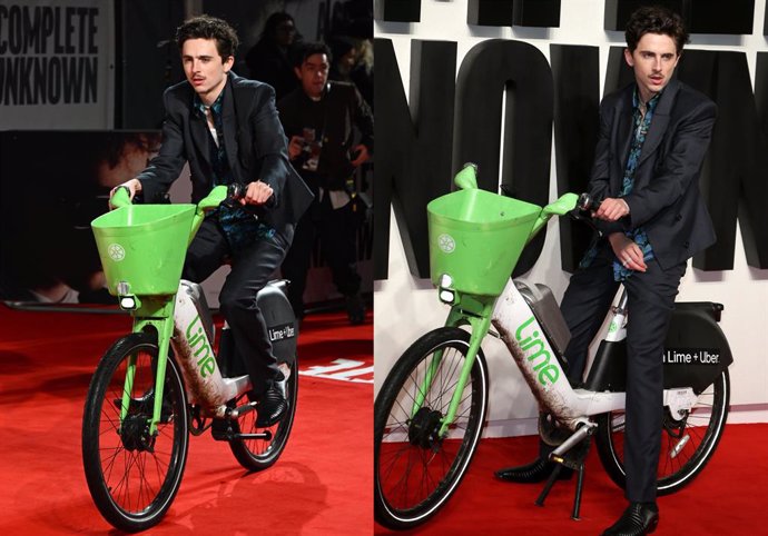 Multan a Timothée Chalamet por llegar a la premiere de A Complete Unknown en bicicleta: "¡Es ecológico!"