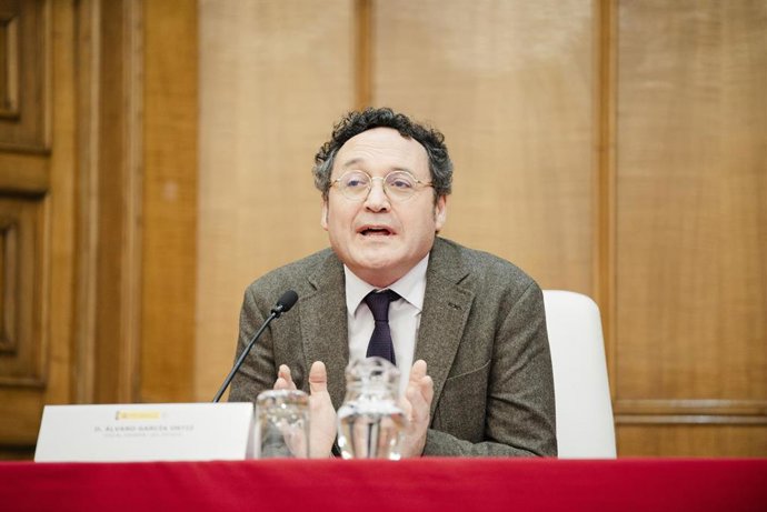 El Fiscal General del Estado, Álvaro García Ortiz, interviene durante la inauguración del curso selectivo de la 63ª promoción de acceso a la carrera fiscal, en el Centro de Estudios Jurídicos, a 15 de enero de 2025, en Madrid (España). El ingreso en la Ca