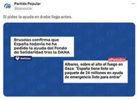 El PP dice que llega antes la ayuda a Gaza que a los afectados por la dana y el PSOE le acusa de trasladar "bulos"
