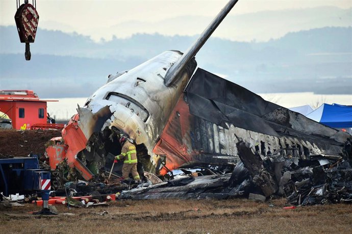 Imagen de archivo del avión siniestrado en Muan, Corea del Sur. 