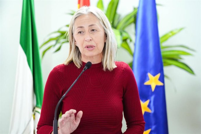 La consejera de Salud y Consumo, Rocío Hernández, en rueda de prensa este pasado jueves en Sevilla