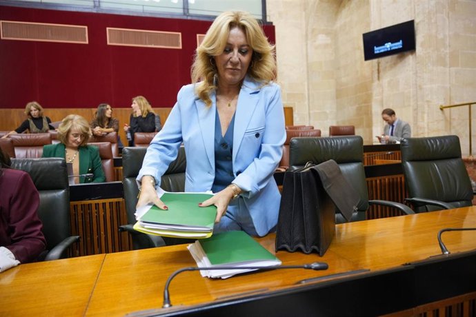 Archivo - La consejera de Economía, Hacienda y Fondos Europeos, Carolina España, en una foto de archivo en el Parlamento andaluz.