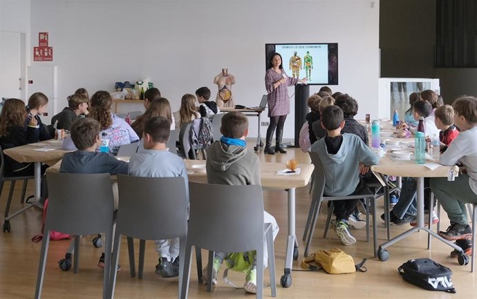 Archivo - Niños atienden unas explicaciones.