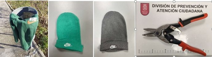 Imagen de las prendas de ropa robadas.