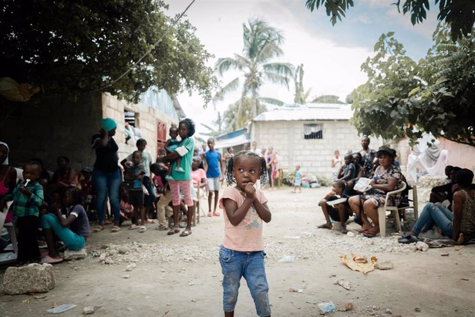 Campamento de desplazados internos en la comuna de Léogâne, Haití