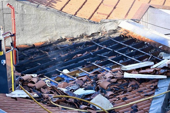 Una zona afectada por el incendio de la calle Juan de la Cosa de Santander