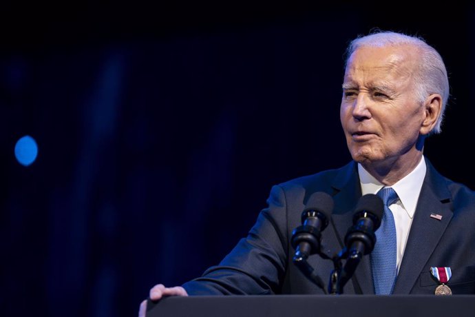 January 16, 2025, Arlington, Virginia, USA: United States President Joe Biden delivers remarks at a Department of Defense Commander in Chief Farewell Ceremony at Joint Base Myers-Henderson Hall in Arlington, Virginia on Thursday, January 16, 2025