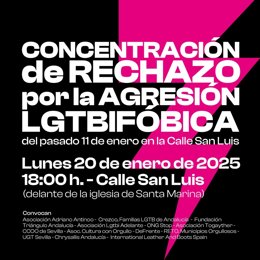Cartel de la concentración, prevista para las 18,00 horas del 20 de enero.