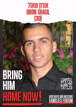 Archivo - December 19, 2023, Jerusalem, Israel: Poster shows hostage ORON SHAUL (30) held by Hamas since Oct 7. Online Forum 'BRING THEM HOME NOW' is demanding the safe return of all citizens who have been taken hostage by Hamas. The Forum is volunteer ba