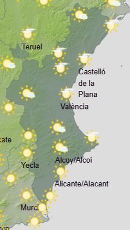 La Comunitat Valenciana vive un domingo con heladas débiles en el interior y cielo poco nuboso