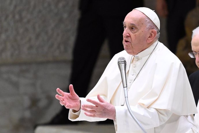 Archivo - 27 March 2024, Vatican, Vatican City: Pope Francis speaks during the General Weekly Audience at the Paul VI Audience Hall. Photo: Domenico Cippitelli/LPS via ZUMA Press Wire/dpa