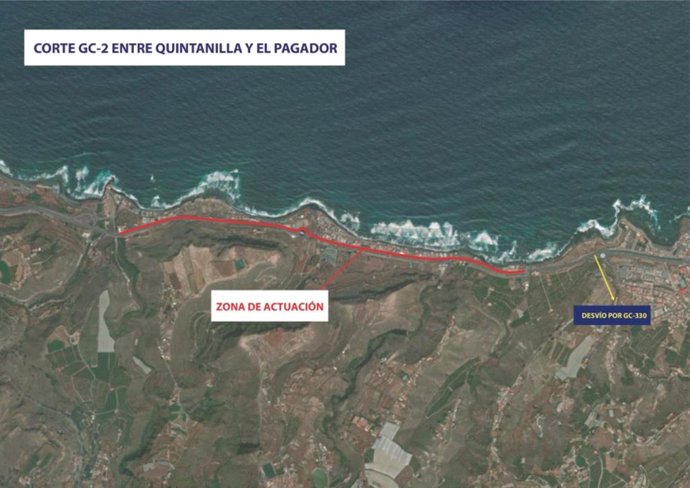 Zona de actuación en la GC-2 San Andrés, en Gran Canaria