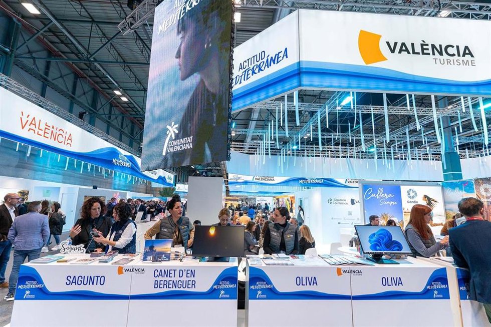 Expositor en Fitur. Imagen de archivo