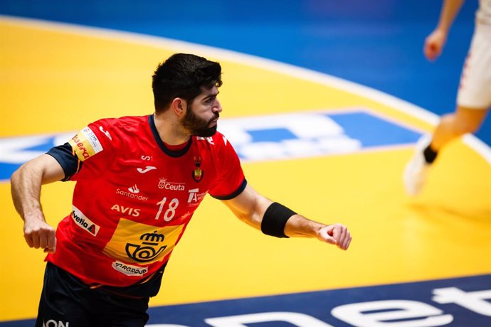 Imanol Garciandia en un partido de la selección española de balonmano en el Mundial