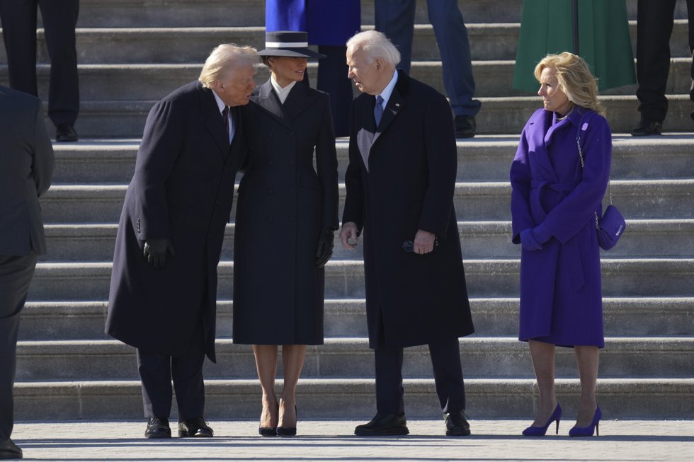 January 20, 2025, Washington, District Of Columbia, USA: President Donald Trump, First Lady Melania Trump, outgoing United States President Joe Biden and first lady Dr.