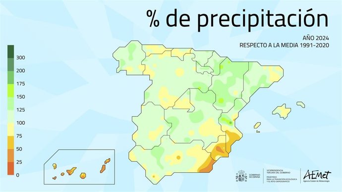El 2024 fue el tercer año más cálido en España desde 1961, sólo superado por 2023 y 2022.