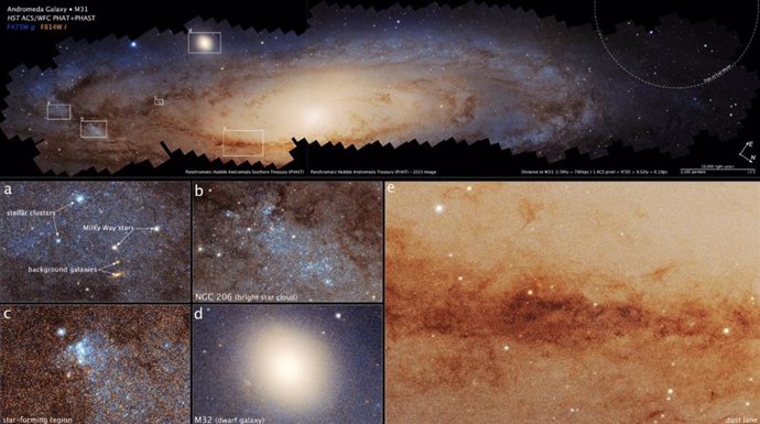 Vista panorámica de Andrómeda tormada por el telescopio espacial Hubble