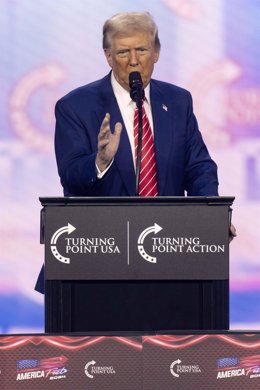 22 December 2024, US, Phoenix: US President-elect Donald Trump speaks on day four of Turning Point USA's AmericaFest 2024. Photo: Brian Cahn/ZUMA Press Wire/dpa