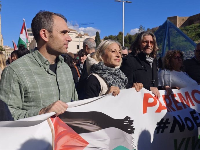 Toni Valero durante un manifestación en Málaga por el pueblo palestino.