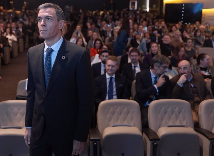 El presidente del Gobierno, Pedro Sánchez, durante el acto 'HispanIA 2040: cómo la inteligencia artificial mejorará nuestro futuro', en la Fundación Ramón Areces, a 20 de enero de 2025, en Madrid (España).