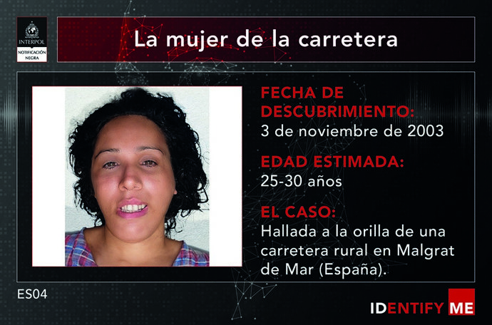 Ficha de la mujer fallecida en Malgrat de Mar (Barcelona) por quien se pide ayuda para su identificación