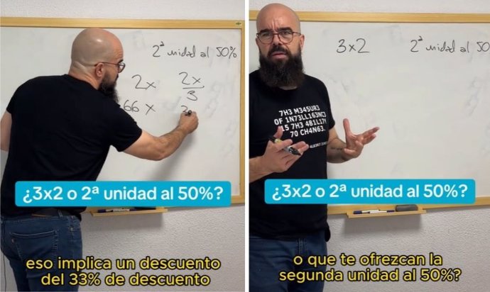 Un matemático español resuelve la duda: ¿es mejor un 3x2 o la segunda unidad al 50%?: "Que no te engañen"