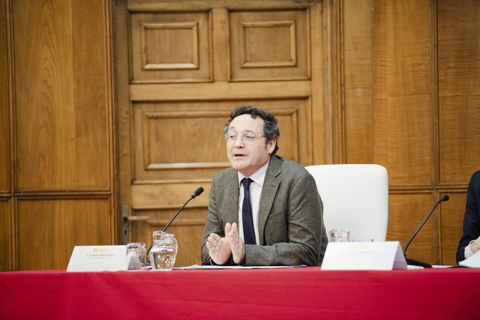 El Fiscal General del Estado, Álvaro García Ortiz, interviene durante la inauguración del curso selectivo de la 63 promoción de acceso a la carrera fiscal 