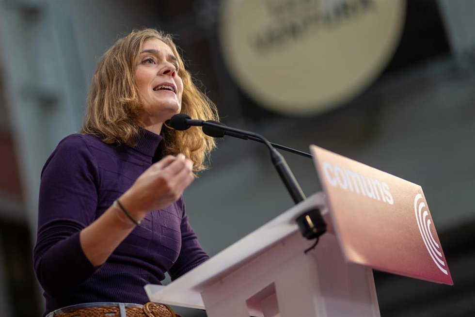Archivo - La líder de los Comuns en el Parlament de Catalunya, Jéssica Albiach, interviene durante la primera jornada de la Assemblea Nacional de Catalunya en Comú, en el Campus Ciutadella de la Universitat Pompeu Fabra, a 16 de noviembre de 2024, en Ba