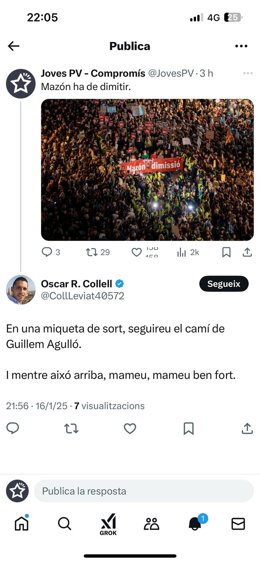 Imagen de la captura donde hizo el comentario Óscar Robles