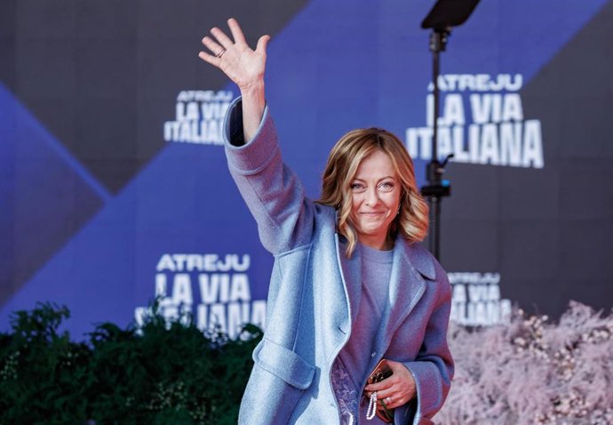 Archivo - Giorgia Meloni, primera ministra de Italia, durante un acto de partido en diciembre