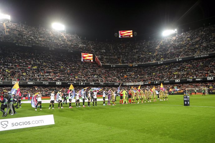 General view during the Spanish league, La Liga EA Sports, football match played between Valencia CF and Real Sociedad at Mestalla stadium on January 19, 2025, in Valencia, Spain.