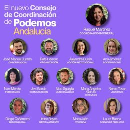 Integrantes del Consejo de Coordinación de Podemos Andalucía liderado por Raquel Martínez.