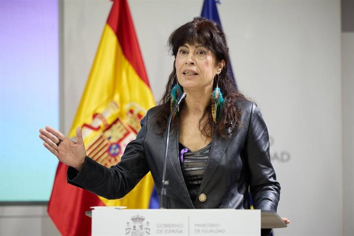 La ministra de Igualdad, Ana Redondo, interviene durante la conmemoración del XX aniversario de la Ley Orgánica de Medidas de Protección Integral contra la Violencia de Género, en el Ministerio de Igualdad, a 27 de diciembre de 2024, en Madrid (España).