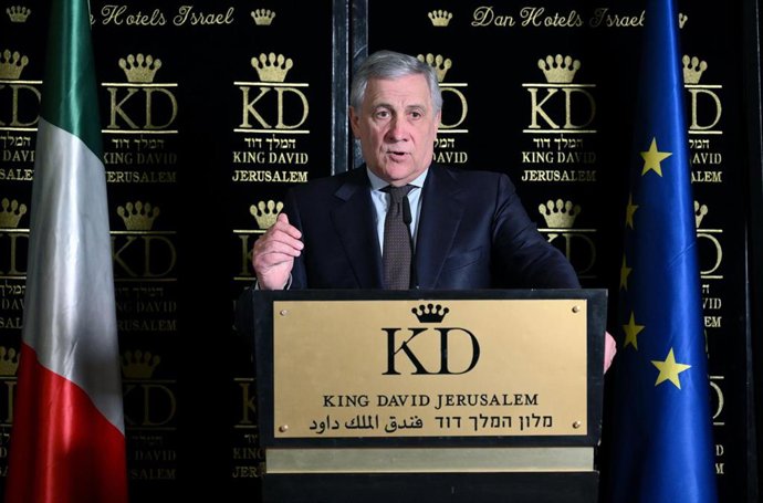 El ministro de Asuntos Exteriores italiano, Antonio Tajani, en Jerusalén