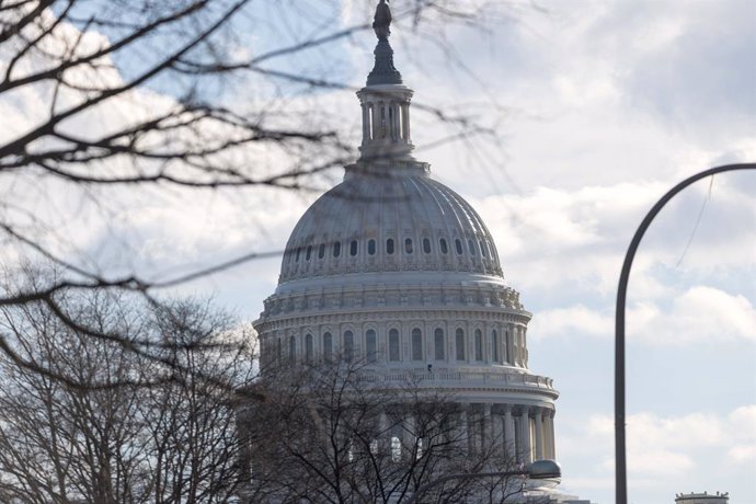 January 20, 2025, Washington, Dc, USA: A view of the United States Capitol on Inauguration Day, where President-elect Donald Trump will be sworn in as the 47th President of the United States, in Washington, DC, on January 20, 2025.,Image: 955703537, Licen