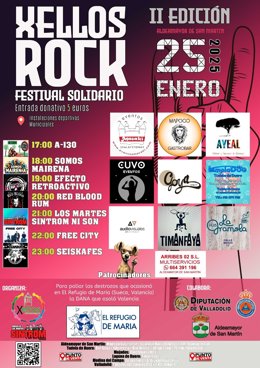 Cartel del Festival Solidario XEllos Rock 2025.