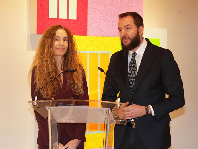 Blanca Cuesta y Borja Thyssen durante la rueda de prensa celebrada en el Museo Nacional Thyssen-Bornemisza