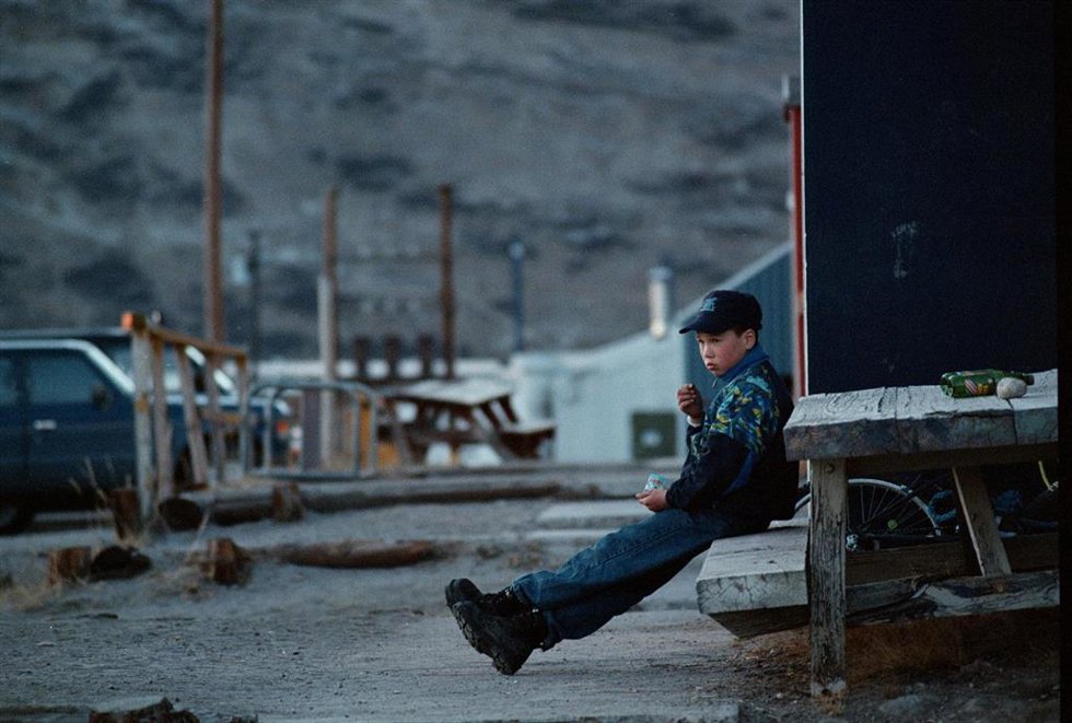 Un grupo de personas en las calles de la ciudad de Kangerlussuaq, Groenlandia