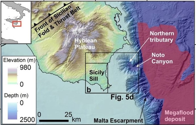 Indicadores entre tierra firme y mar de la mega inundación del Zancleano