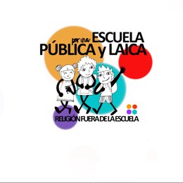 Cartel de la campaña unitaria 2025 'Por una escuela pública y laica. Religión fuera de la escuela'