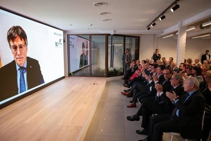 El expresidente de la Generalitat Carles Puigdemont durante su intervención telemática.