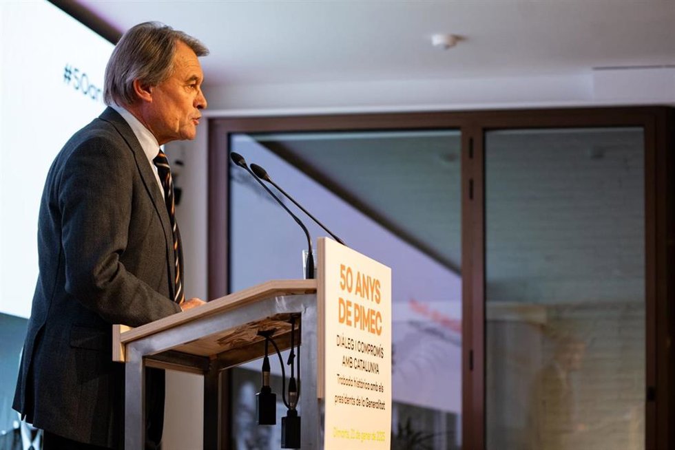 El expresidente de la Generalitat Artur Mas durante la conmemoración de los 50 años de Pimec