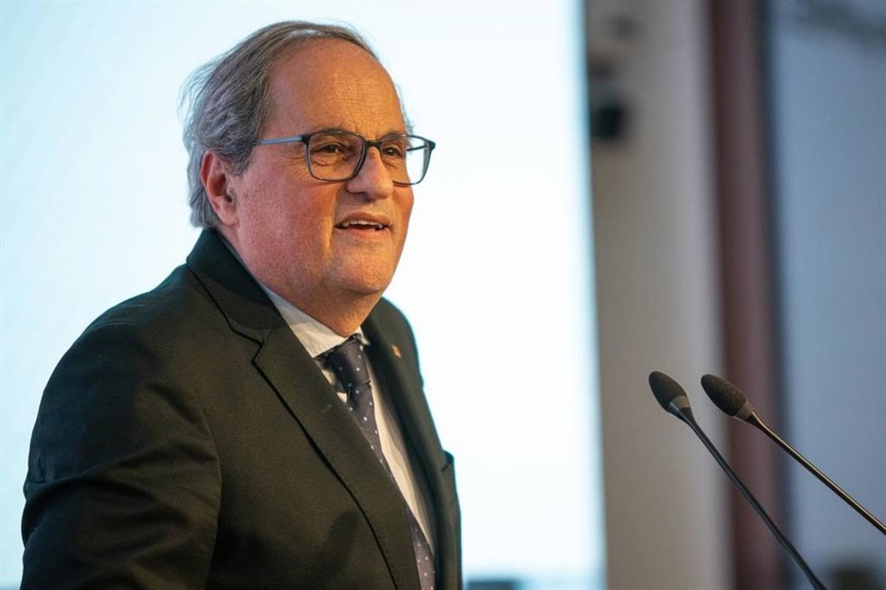 El expresidente de la Generalitat Quim Torra interviene en la conmemoración de los 50 años de Pimec, en Barcelona